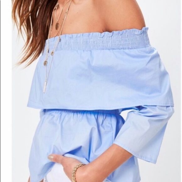 NEW Missguided Pink Shirred Ruffle Off Shoulder Bardot Blouse top 8 - Picture 2 of 10